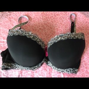 Sophie B Black Bra 36D with Animal Print Straps